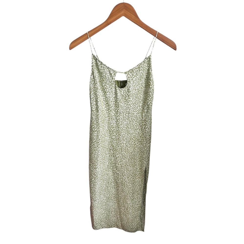 Abercrombie and Fitch Midi Dress Keyhole Lightweight Green and White XXSP